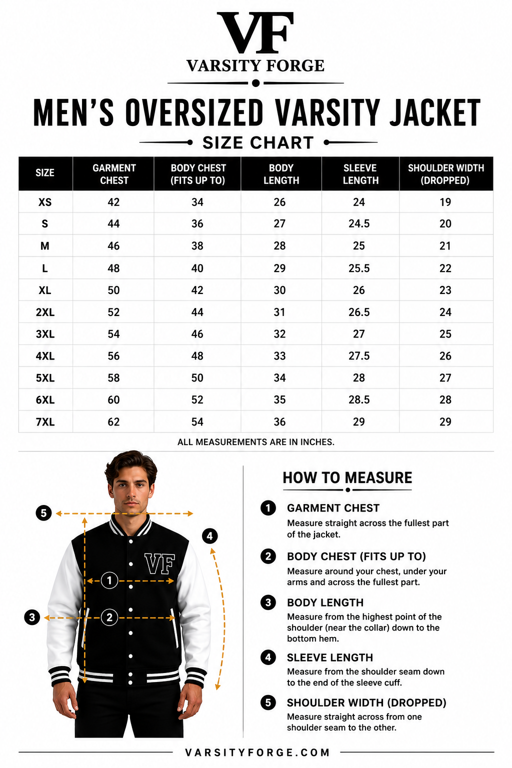 Varsity Forge Size Guide
