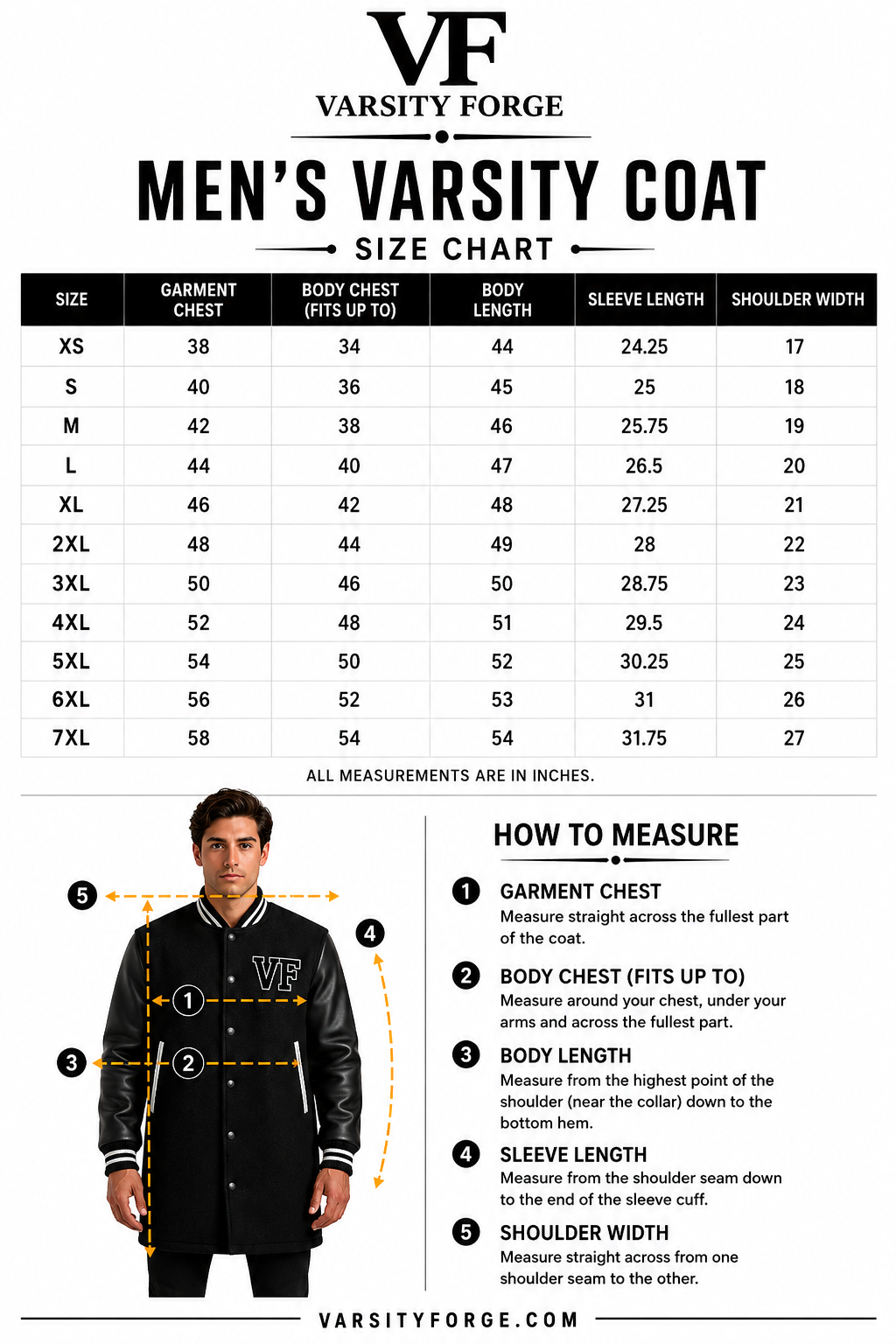 Varsity Forge Size Guide