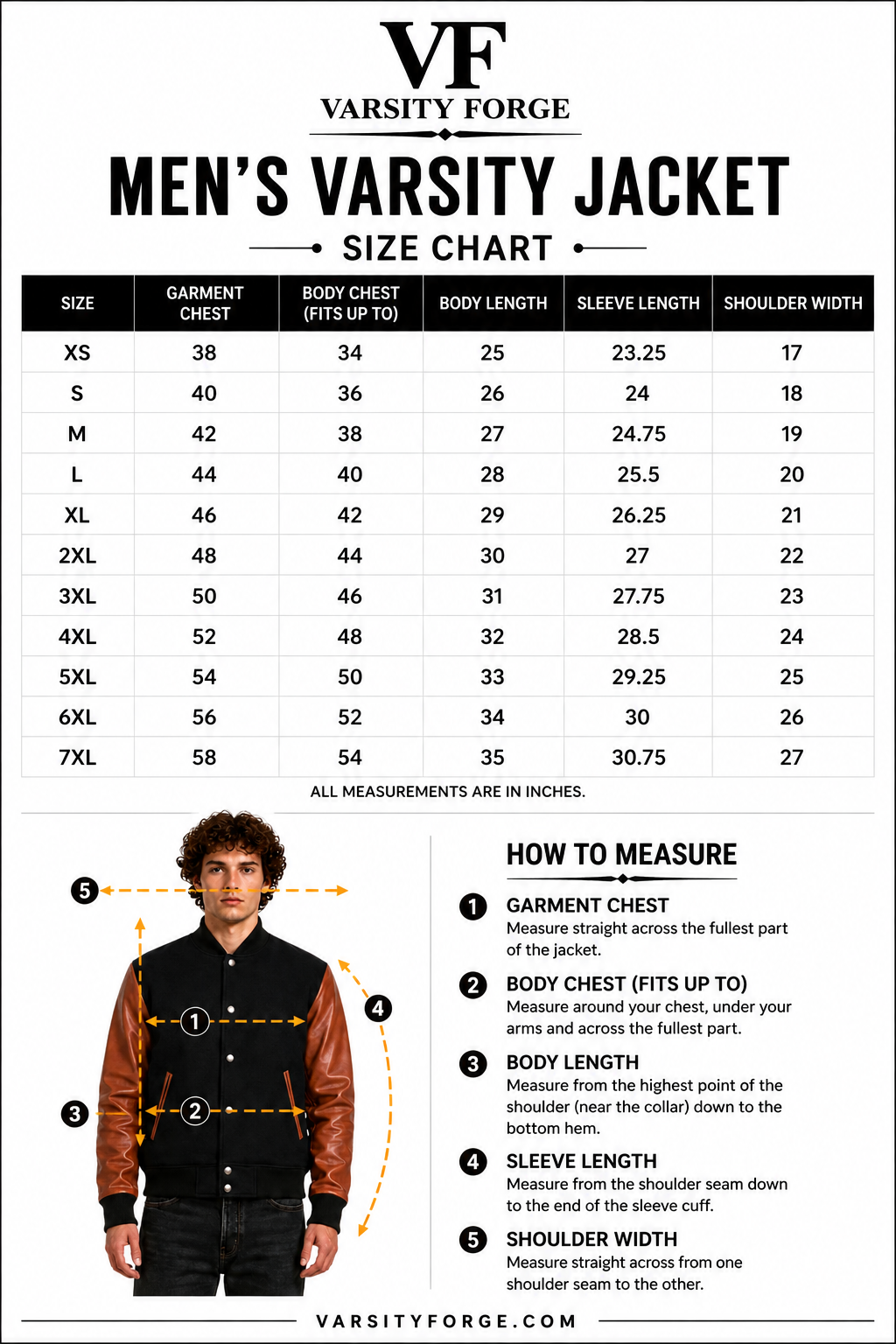 Varsity Forge Size Guide