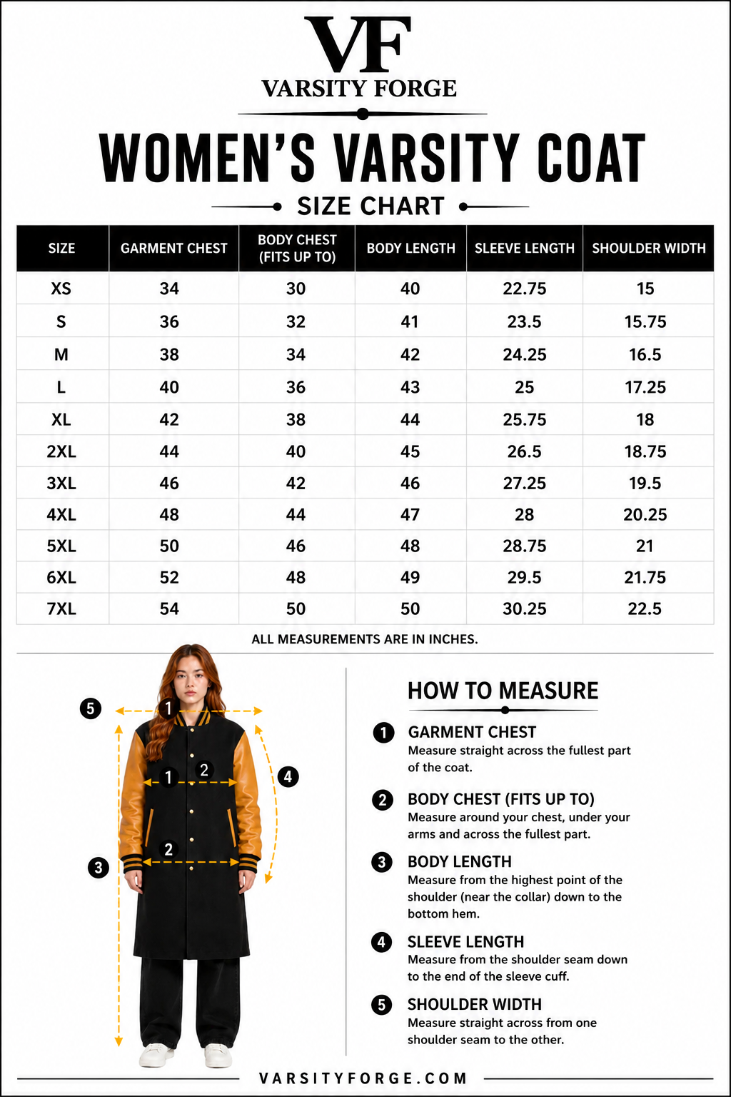 Varsity Forge Size Guide