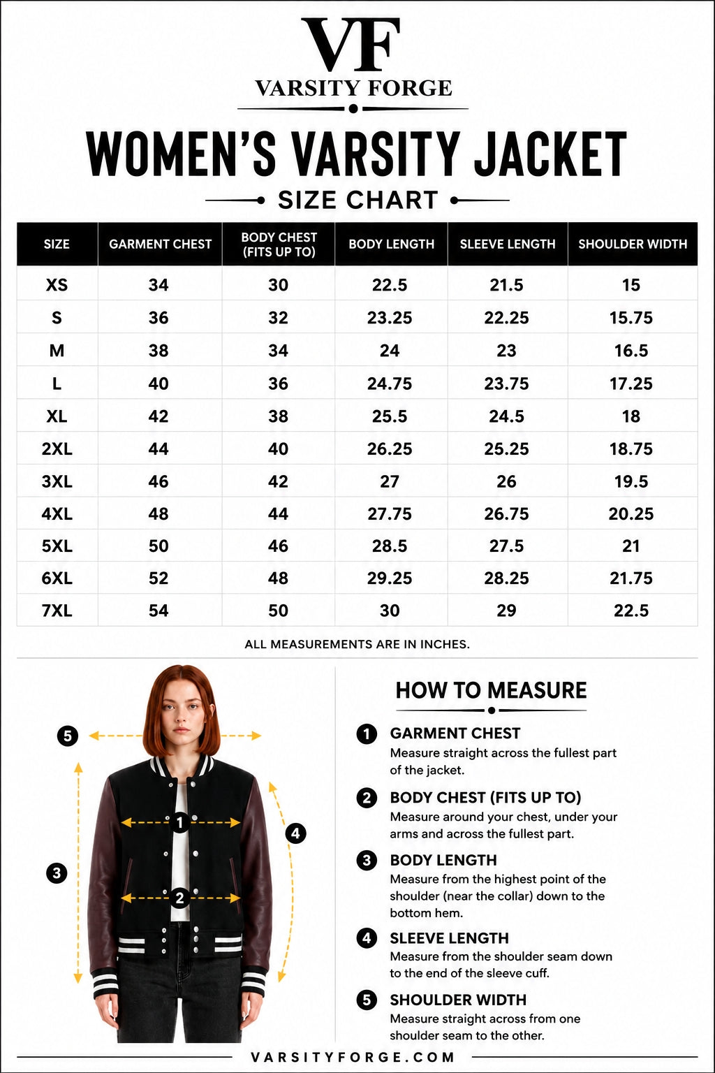 Varsity Forge Size Guide